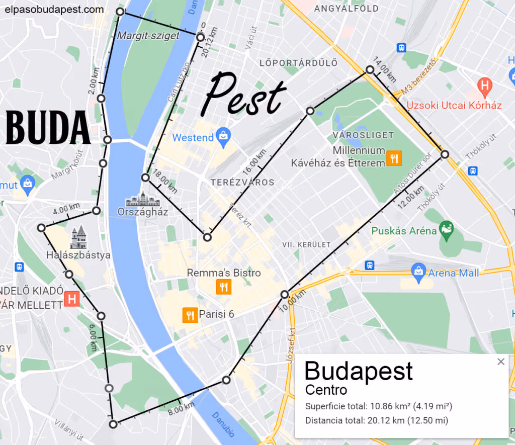 Mappa del centro di Budapest
