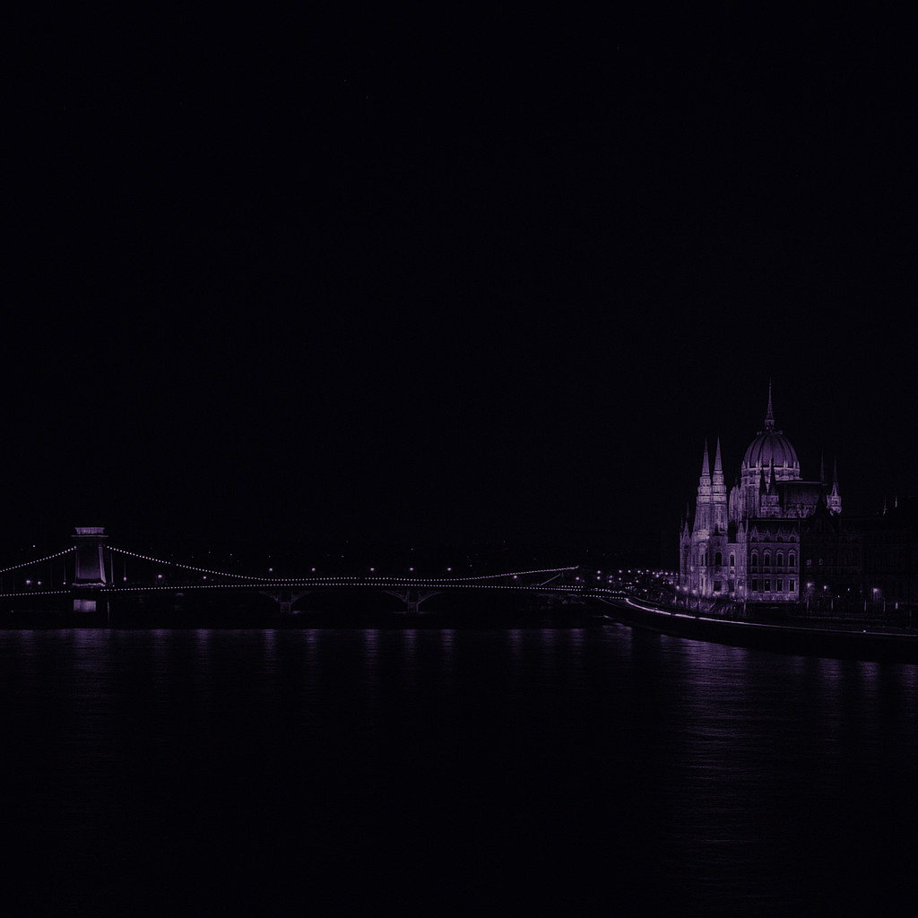 Romantic Walk Along the Danube Budapest — Night Reflections